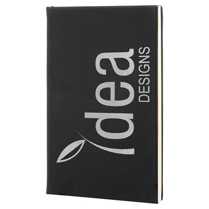 Engravable Leatherette Journal with Lined Notepad Notepad JDS Black/Silver Engraving 5 1/4" x 8 1/4"