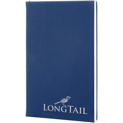 Engravable Leatherette Journal with Lined Notepad Notepad JDS Blue/Silver Engraving 5 1/4" x 8 1/4"