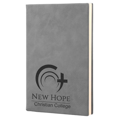 Engravable Leatherette Journal with Lined Notepad Notepad JDS Gray/Black Engraving 5 1/4" x 8 1/4"