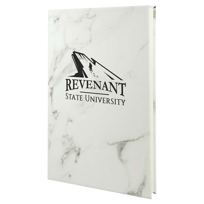Engravable Leatherette Journal with Lined Notepad Notepad JDS Marble/Black Engraving 5 1/4" x 8 1/4"