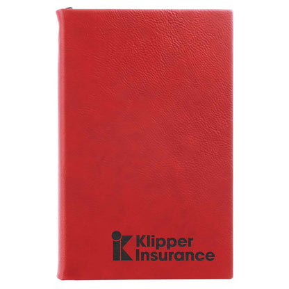 Engravable Leatherette Journal with Lined Notepad Notepad JDS Red/Black Engraving 5 1/4" x 8 1/4"