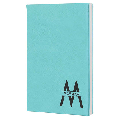 Engravable Leatherette Journal with Lined Notepad Notepad JDS Teal/Black Engraving 5 1/4" x 8 1/4"