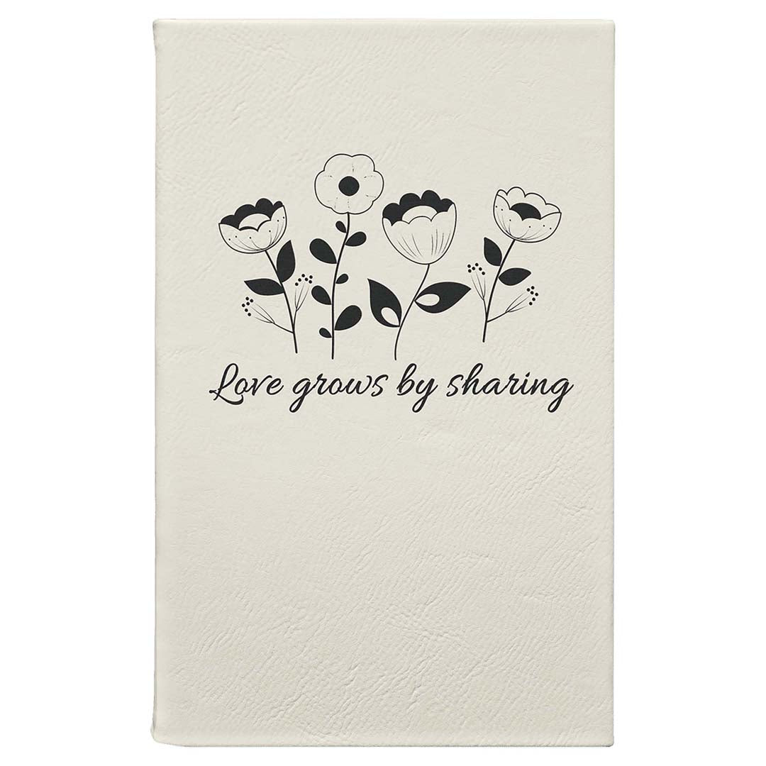 Engravable Leatherette Journal with Lined Notepad Notepad JDS White/Black Engraving 5 1/4" x 8 1/4"