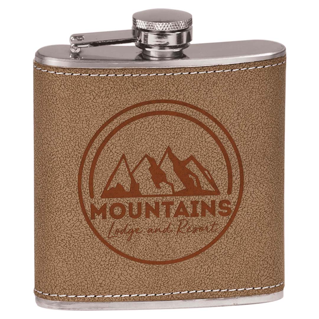 Engravable 6 oz. Stainless Steel Flask Drinkware JDS Brown/Black