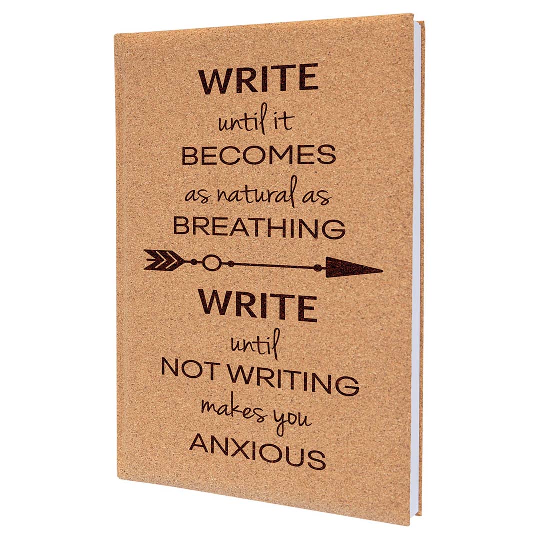 Engravable Leatherette Journal with Lined Notepad Notepad JDS Cork 7" x 9 3/4"