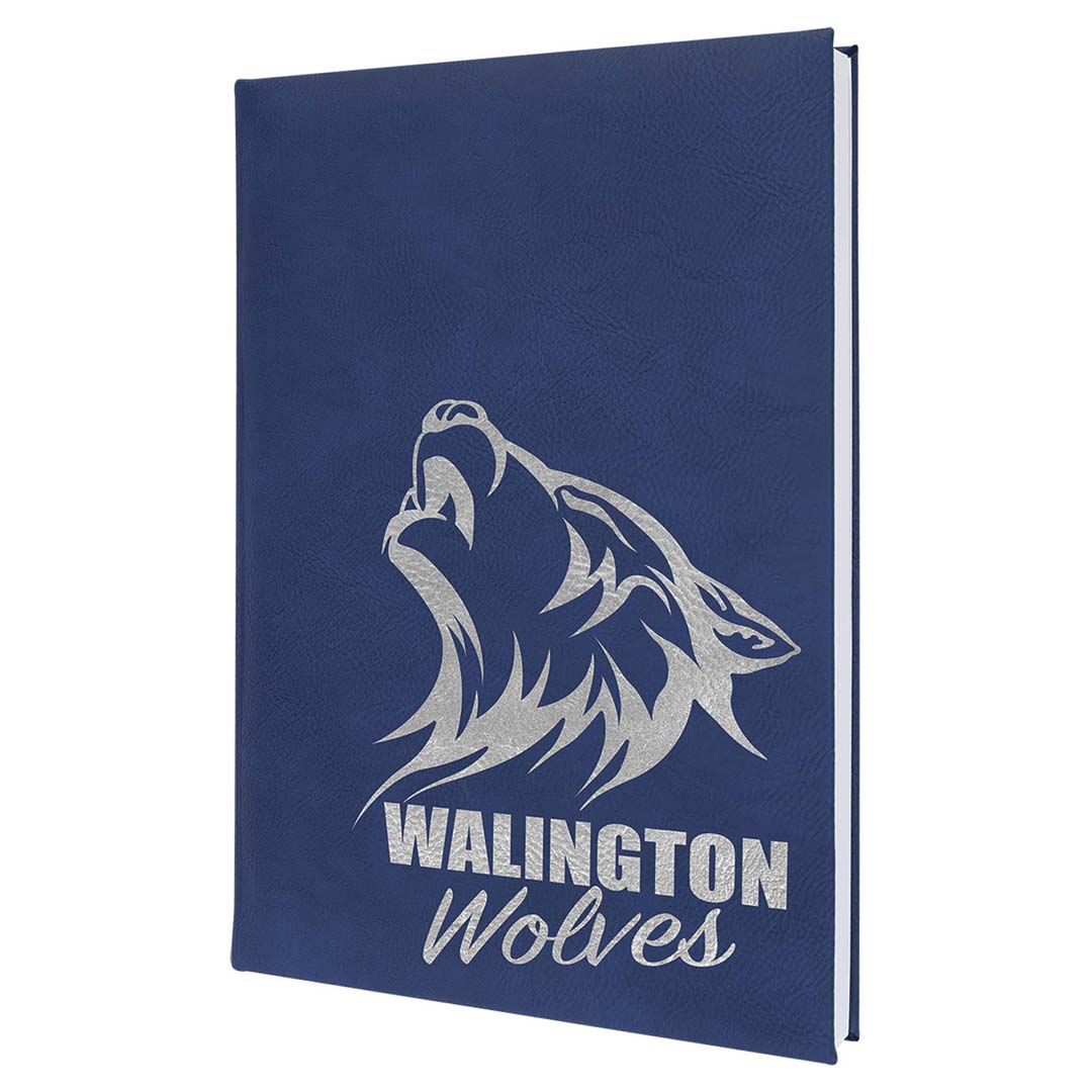 Engravable Leatherette Sketch Book with Unlined Notepad Notepad JDS 5 1/4" x 8 1/4" Blue/Silver Engraving