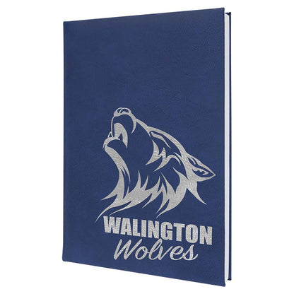 Engravable Leatherette Sketch Book with Unlined Notepad Notepad JDS 5 1/4" x 8 1/4" Blue/Silver Engraving