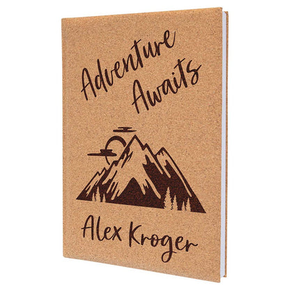 Engravable Leatherette Sketch Book with Unlined Notepad Notepad JDS 5 1/4" x 8 1/4" Cork