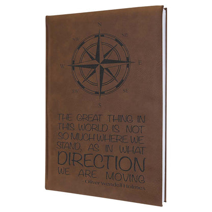 Engravable Leatherette Sketch Book with Unlined Notepad Notepad JDS 5 1/4" x 8 1/4" Dark Brown/Black Engraving