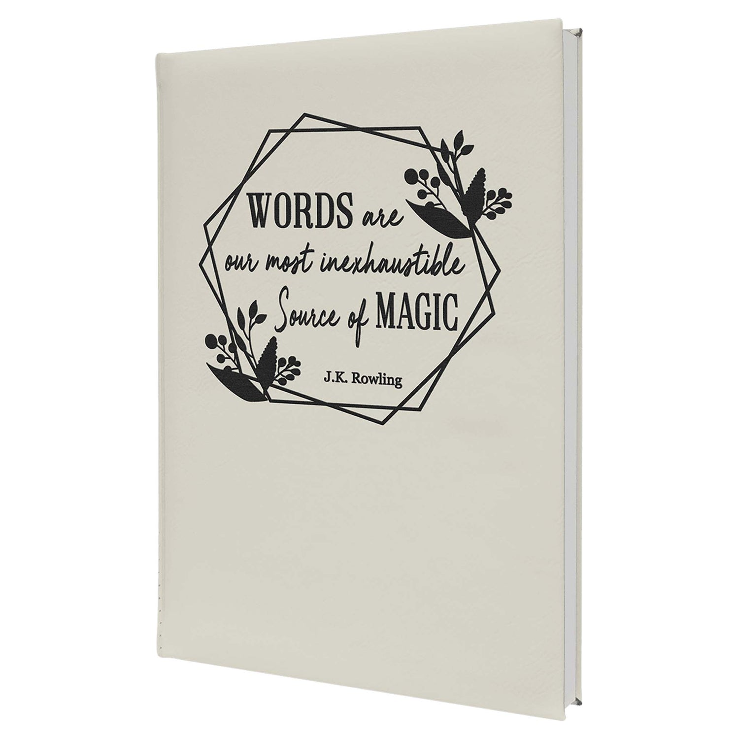 Engravable Leatherette Sketch Book with Unlined Notepad Notepad JDS 7" x 9 3/4" White/Black Engraving