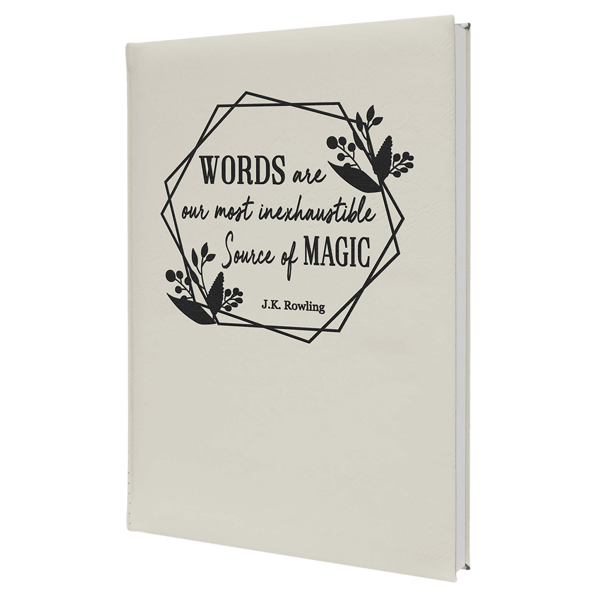 Engravable Leatherette Sketch Book with Unlined Notepad Notepad JDS 7" x 9 3/4" White/Black Engraving