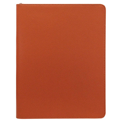 Engravable Leatherette Zippered Portfolio with Notepad Portfolio JDS Rawhide/Black Engraving