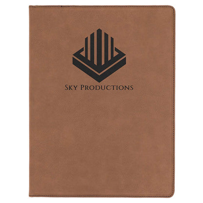 Engravable Leatherette Portfolio with Notepad Portfolio JDS Dark Brown/Black Engraving 7" x 9"