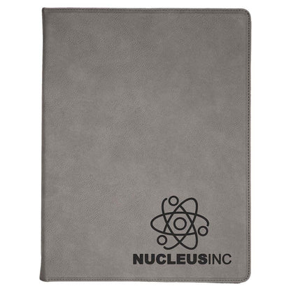 Engravable Leatherette Zippered Portfolio with Notepad Portfolio JDS Gray/Black Engraving