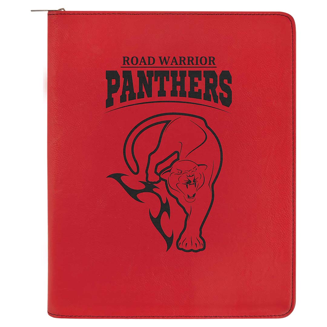Engravable Leatherette Zippered Portfolio with Notepad Portfolio JDS Red/Black Engraving