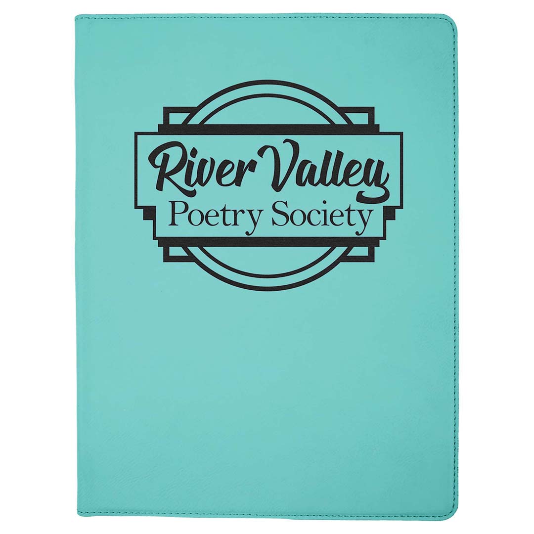 Engravable Leatherette Zippered Portfolio with Notepad Portfolio JDS Teal/Black Engraving