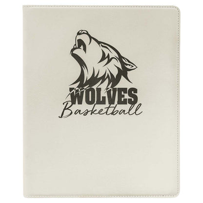 Engravable Leatherette Portfolio with Notepad Portfolio JDS White/Black Engraving 9 1/2" x 12"