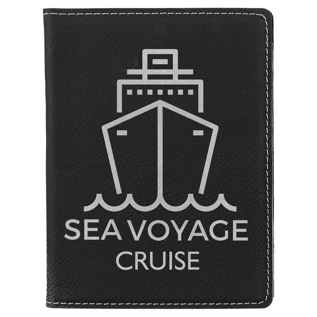 Engravable Leatherette Passport Holder Book Cover JDS Black/Silver Engraving