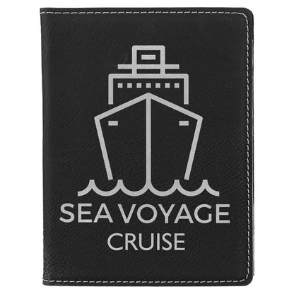 Engravable Leatherette Passport Holder Book Cover JDS Black/Silver Engraving