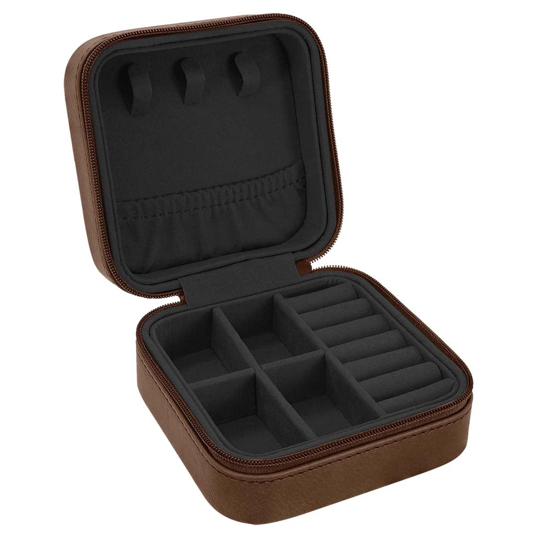 Engravable Leatherette Travel Jewelry Box Jewerly Case JDS