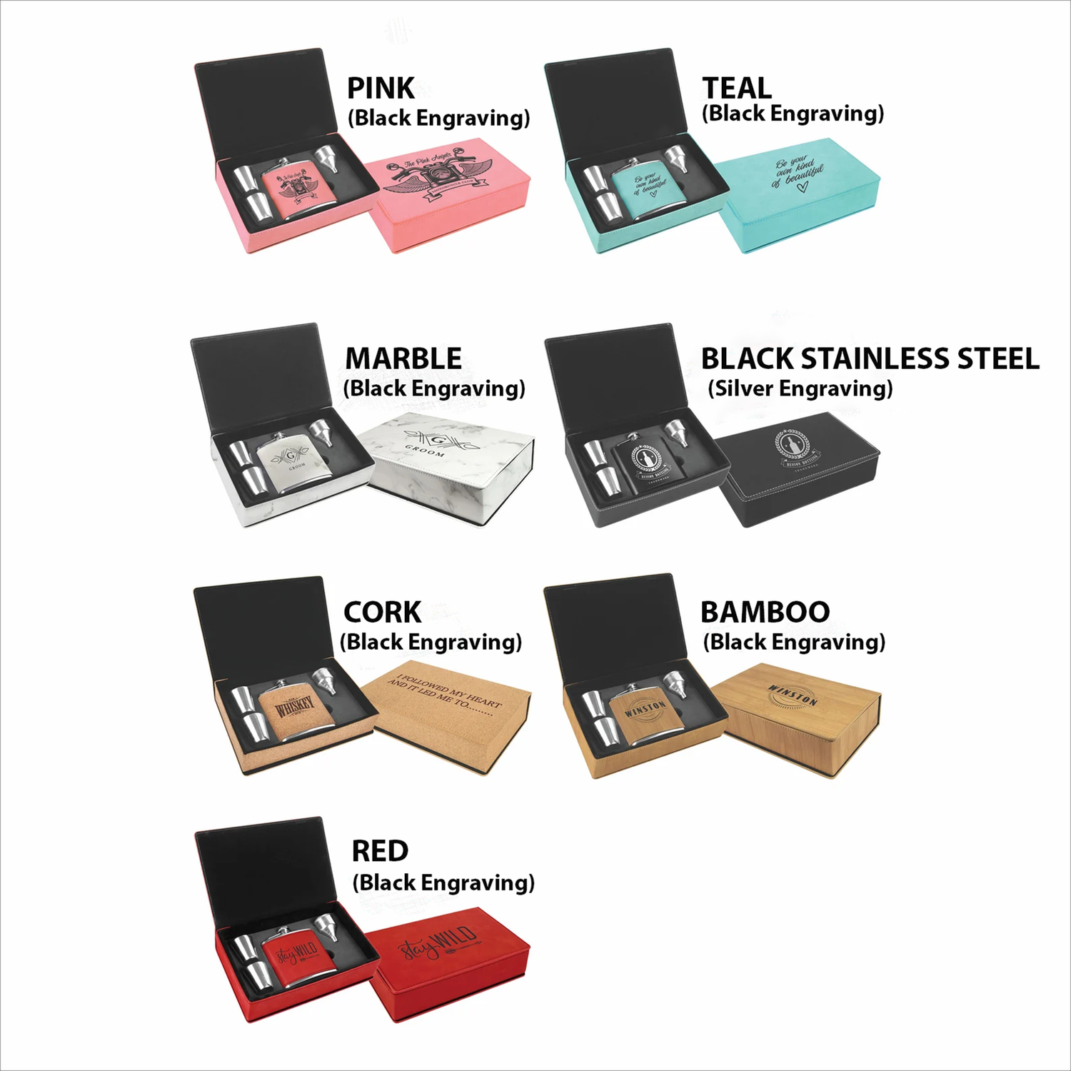 Engravable 6 oz. Flask Set in Presentation Box Drinkware JDS