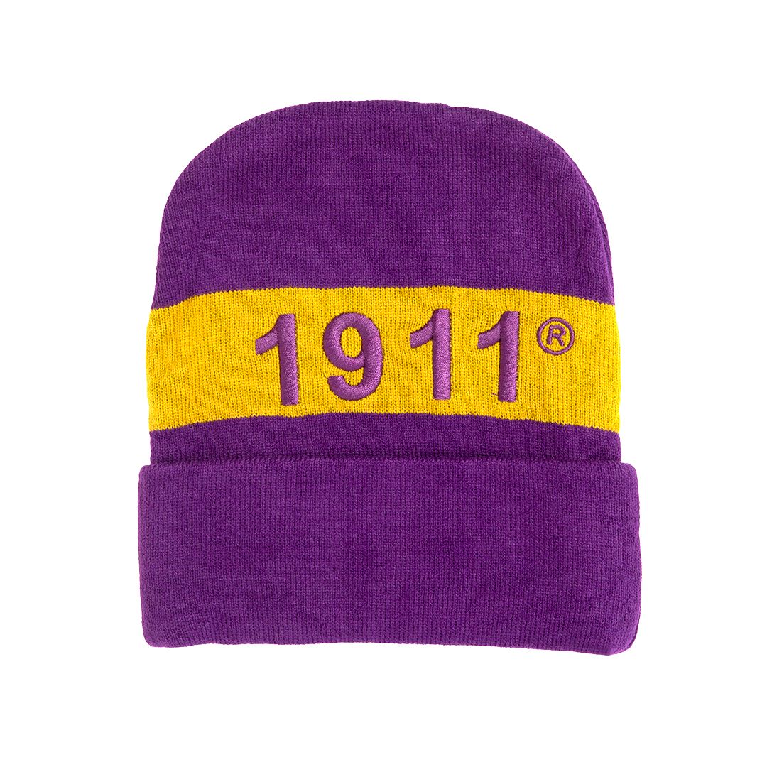 Embroidered Knit Beanie - Omega Psi Phi, Purple hats Profyle District