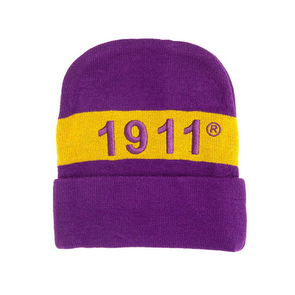 Embroidered Knit Beanie - Omega Psi Phi, Purple hats Profyle District