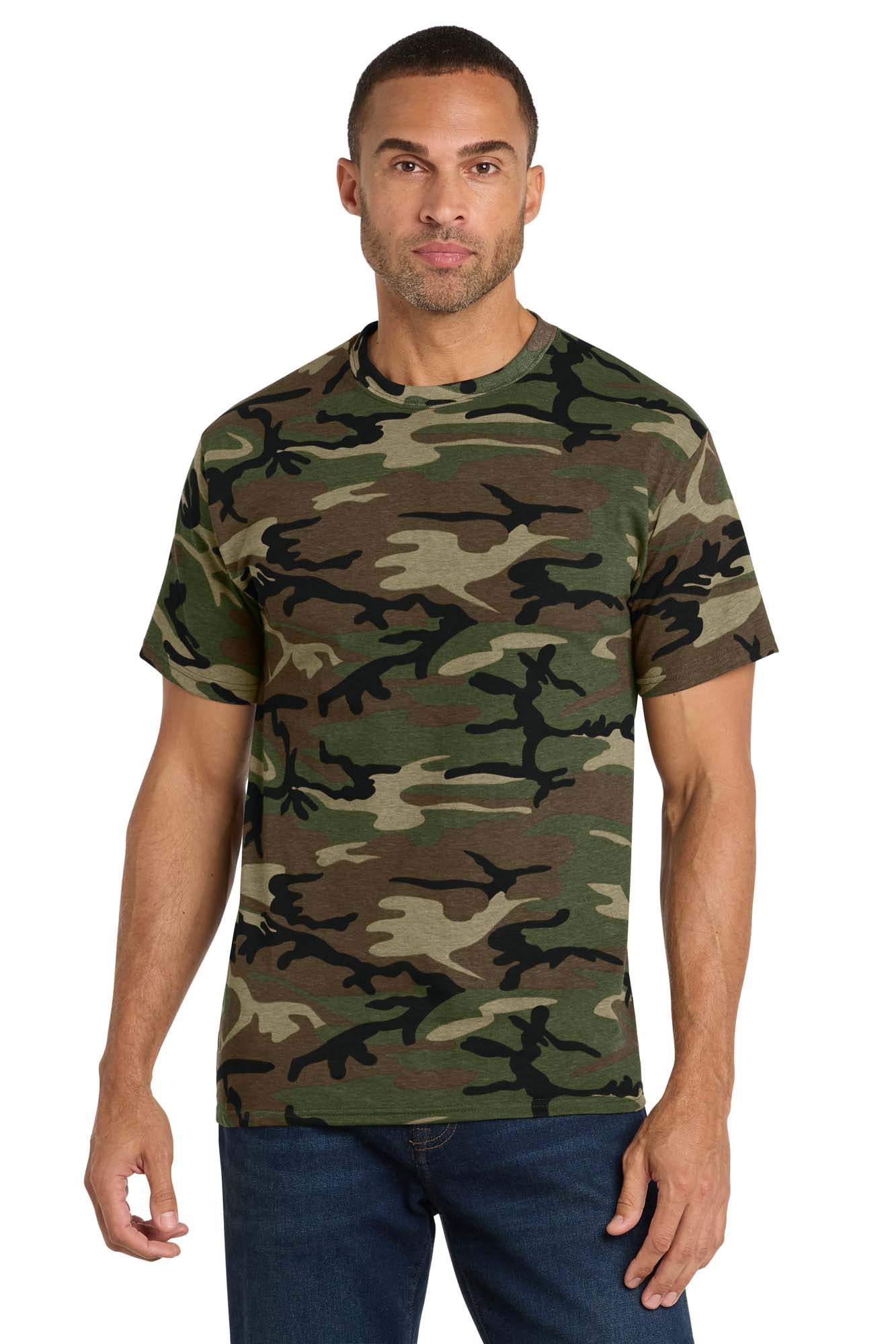Customizable Cotton Camo Tee T-Shirts Port &amp; Co