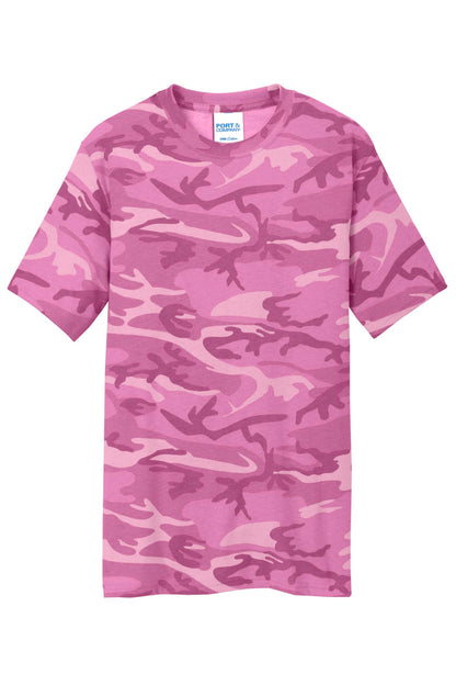 Customizable Cotton Camo Tee T-Shirts Port &amp; Co S Pink Camo