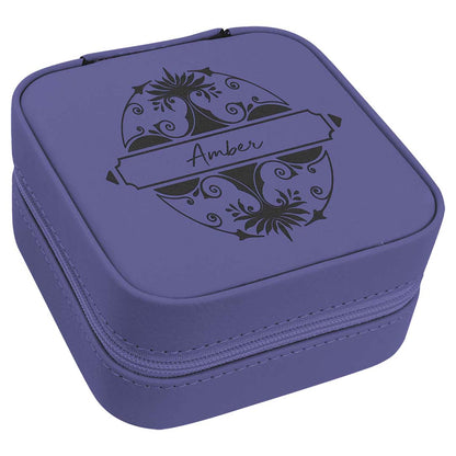 Engravable Leatherette Travel Jewelry Box Jewerly Case JDS Purple/Black Engrave