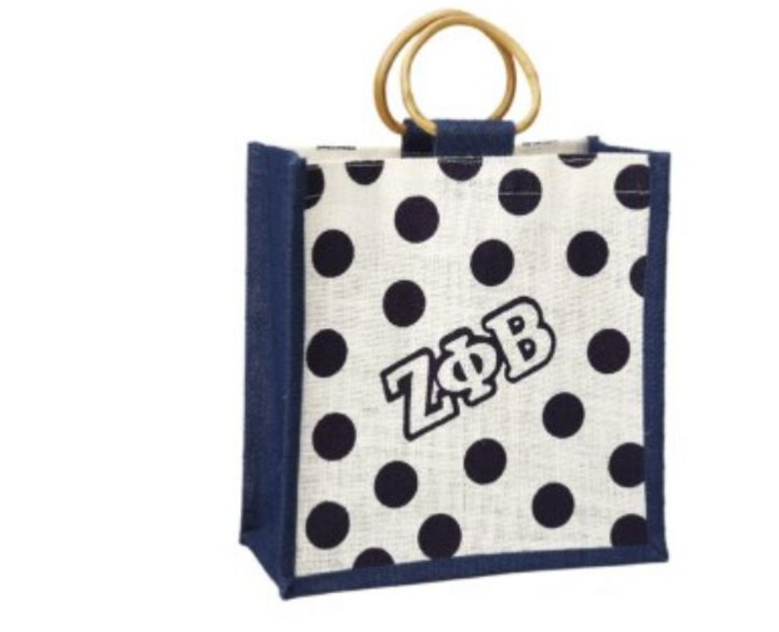 Mini Polka Dot Jute Bag - Zeta Phi Beta Profyle District