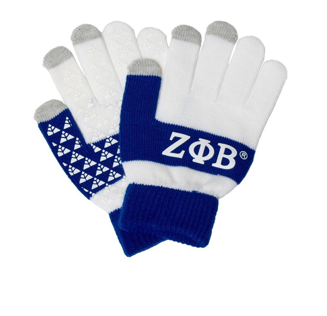 Knit Texting Gloves - Zeta Phi Beta (White) Outerwear Accessories Profyle District White One size