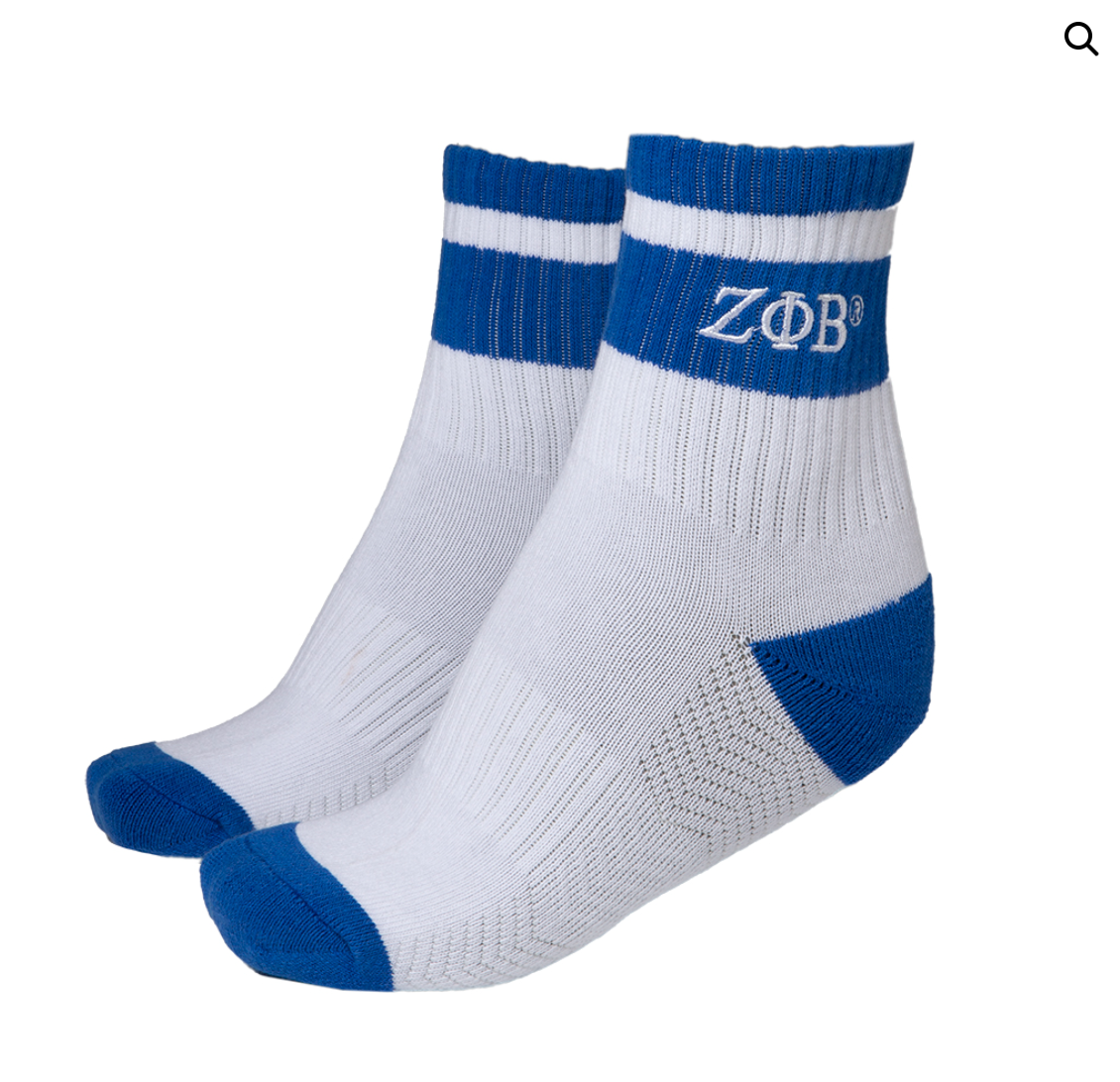 Quarter Socks - Zeta Phi Beta (White) Footwear Profyle District White One size