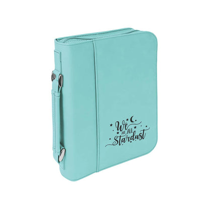 Engravable Leatherette Book/Bible Cover with Handle &amp; Zipper Book Cover JDS 6 3/4" x 9 1/4" Teal/Black Engraving