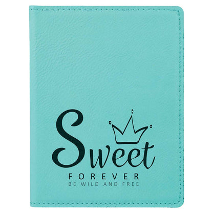 Engravable Leatherette Passport Holder Book Cover JDS Teal/Black Engraving