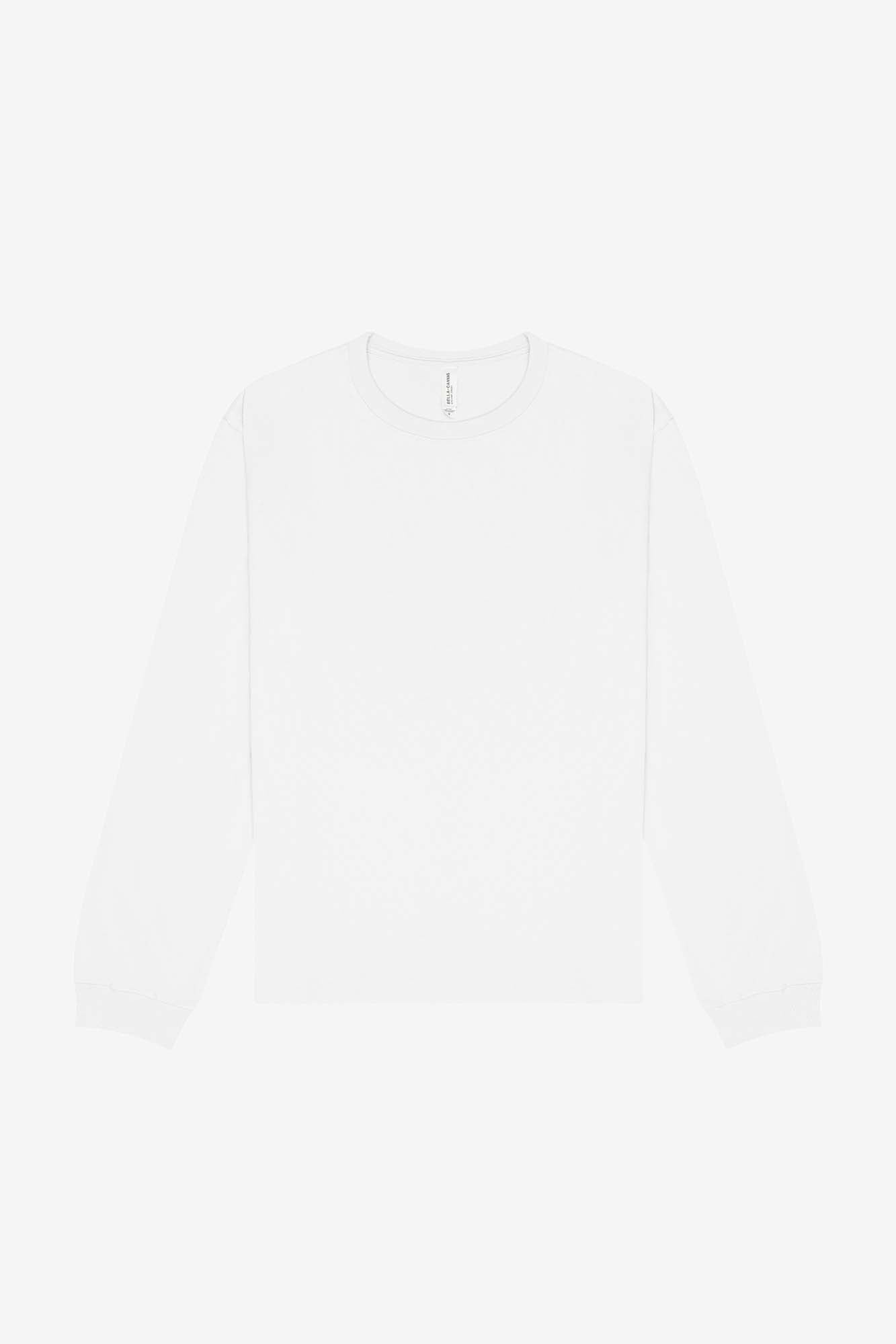 Customizable Unisex 7.5 oz Heavyweight Long Sleeve Tee T-Shirts Bella Canvas XS White