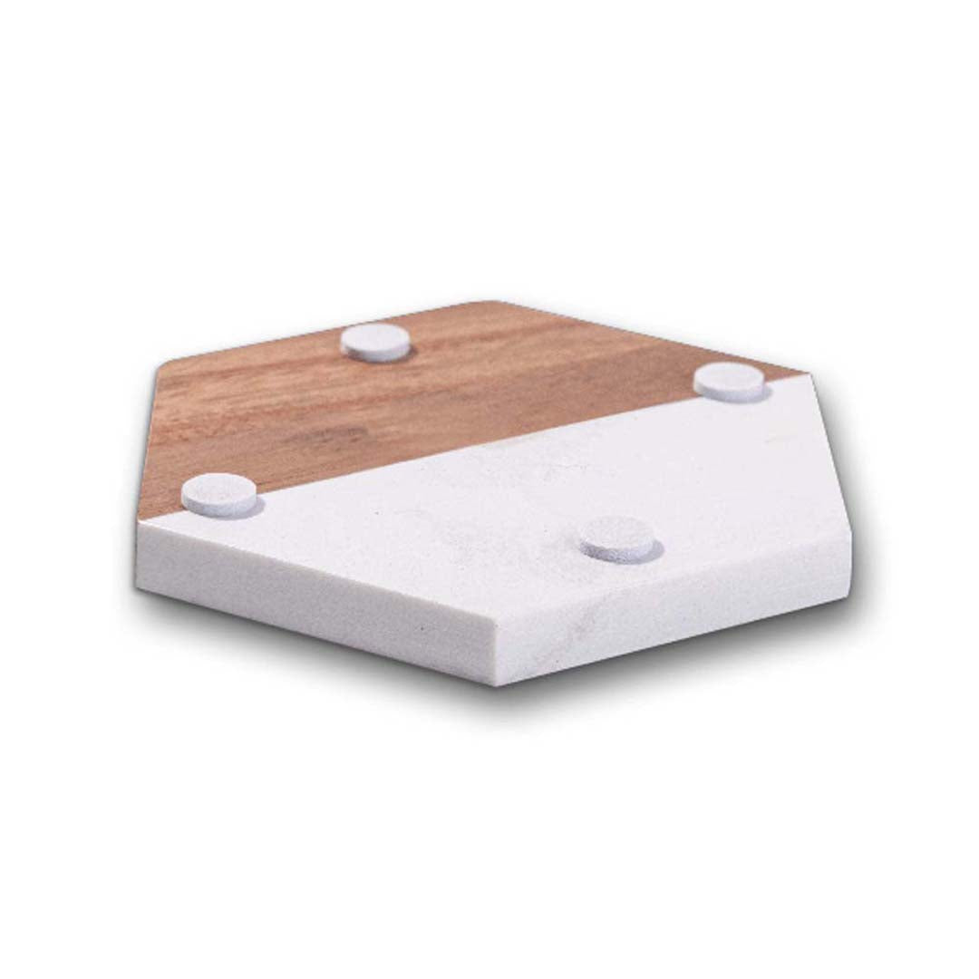 Engravable Marble and Acacia Wood Coasters (4 pack) Drinkware Profyle District