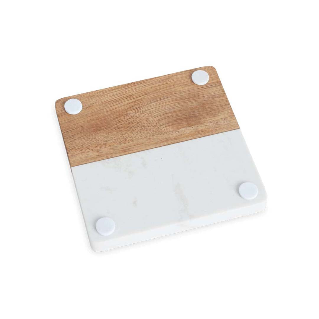 Engravable Marble and Acacia Wood Coasters (4 pack) Drinkware Profyle District