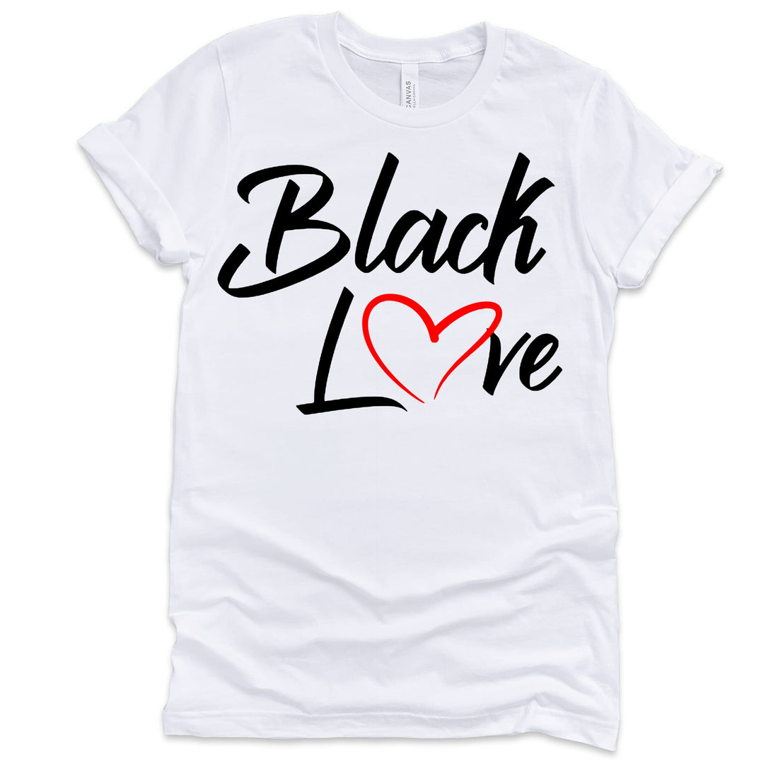 Black Love T-Shirts Profyle District Unisex Small White