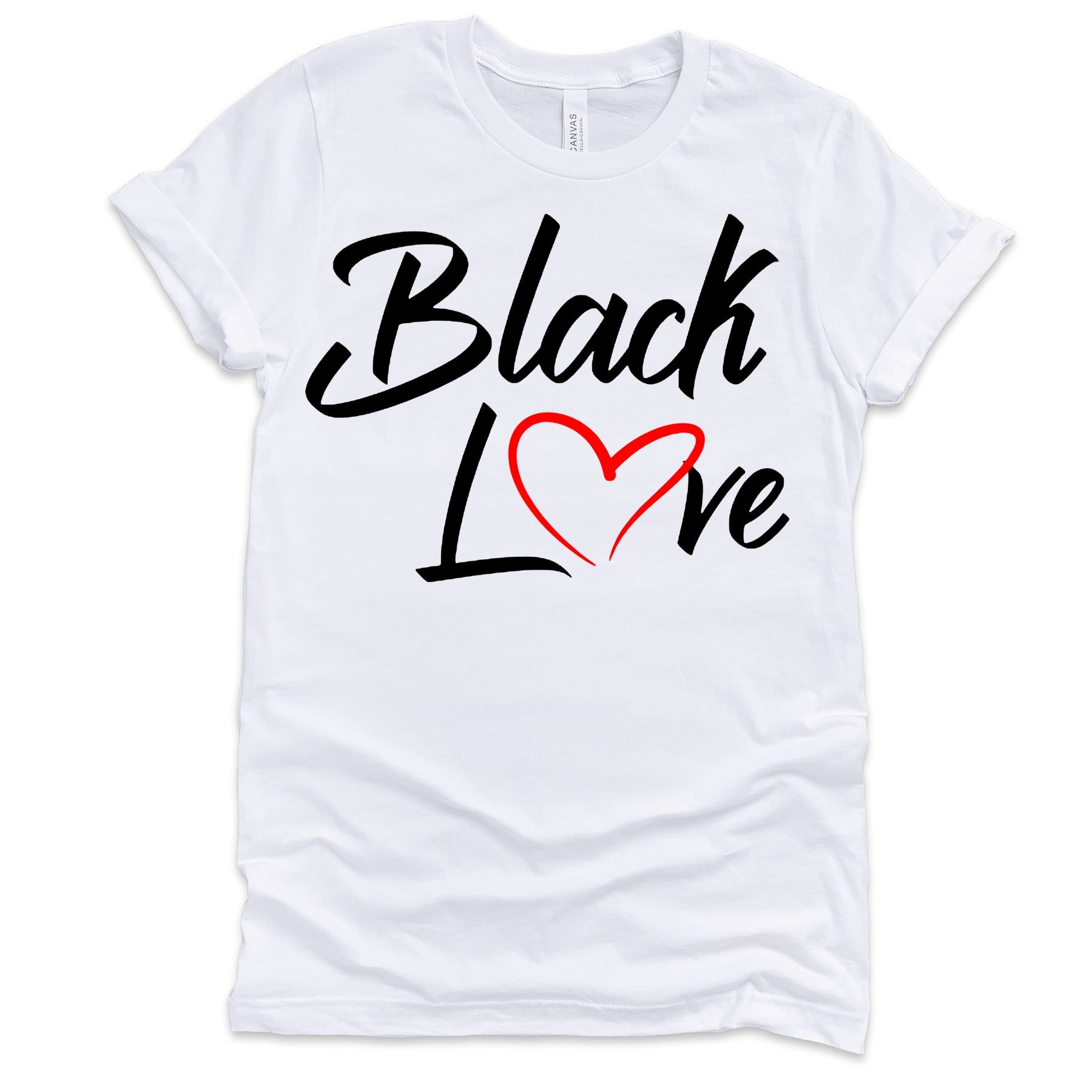 Black Love T-Shirts Profyle District Unisex Small White