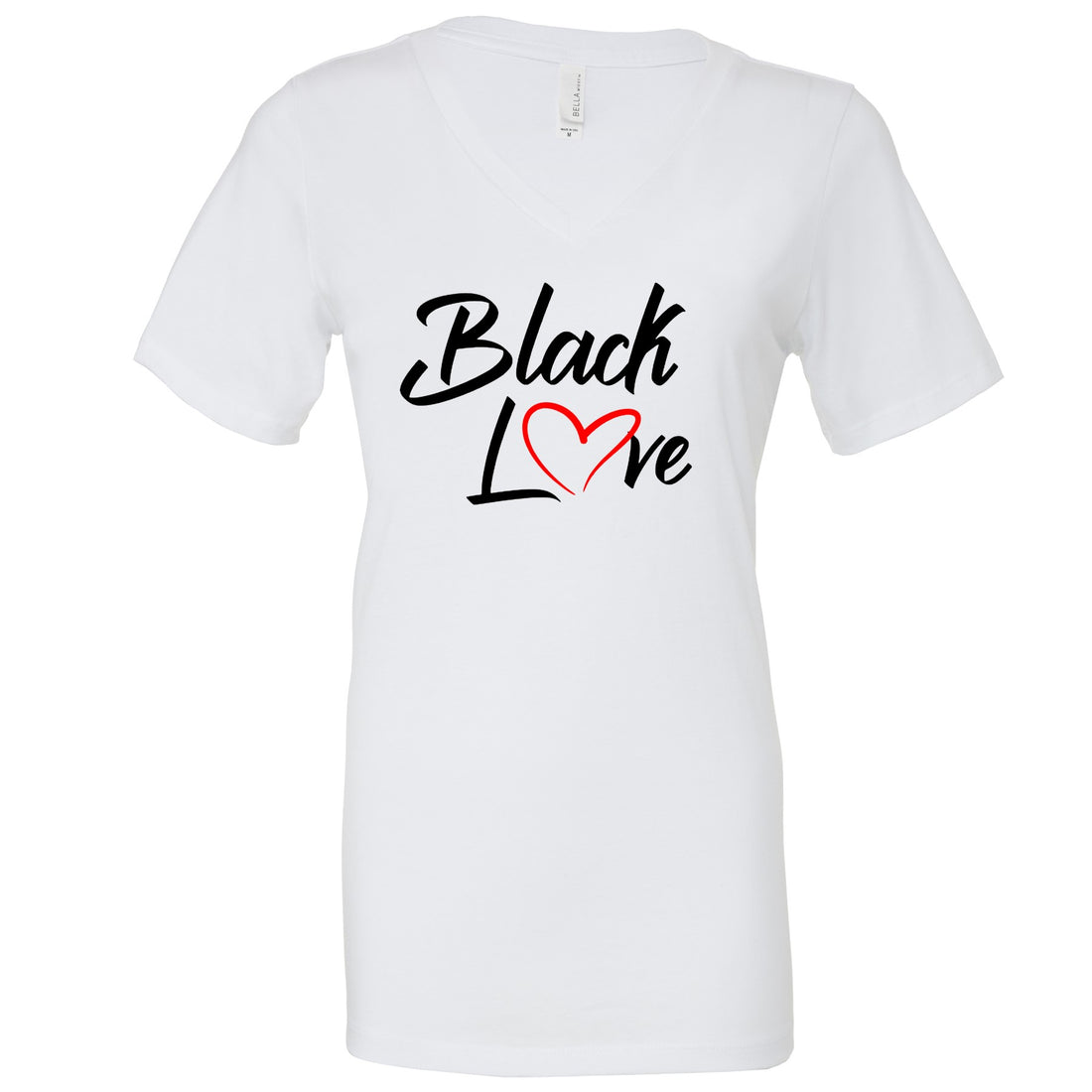 Black Love T-Shirts Profyle District Ladies Small White