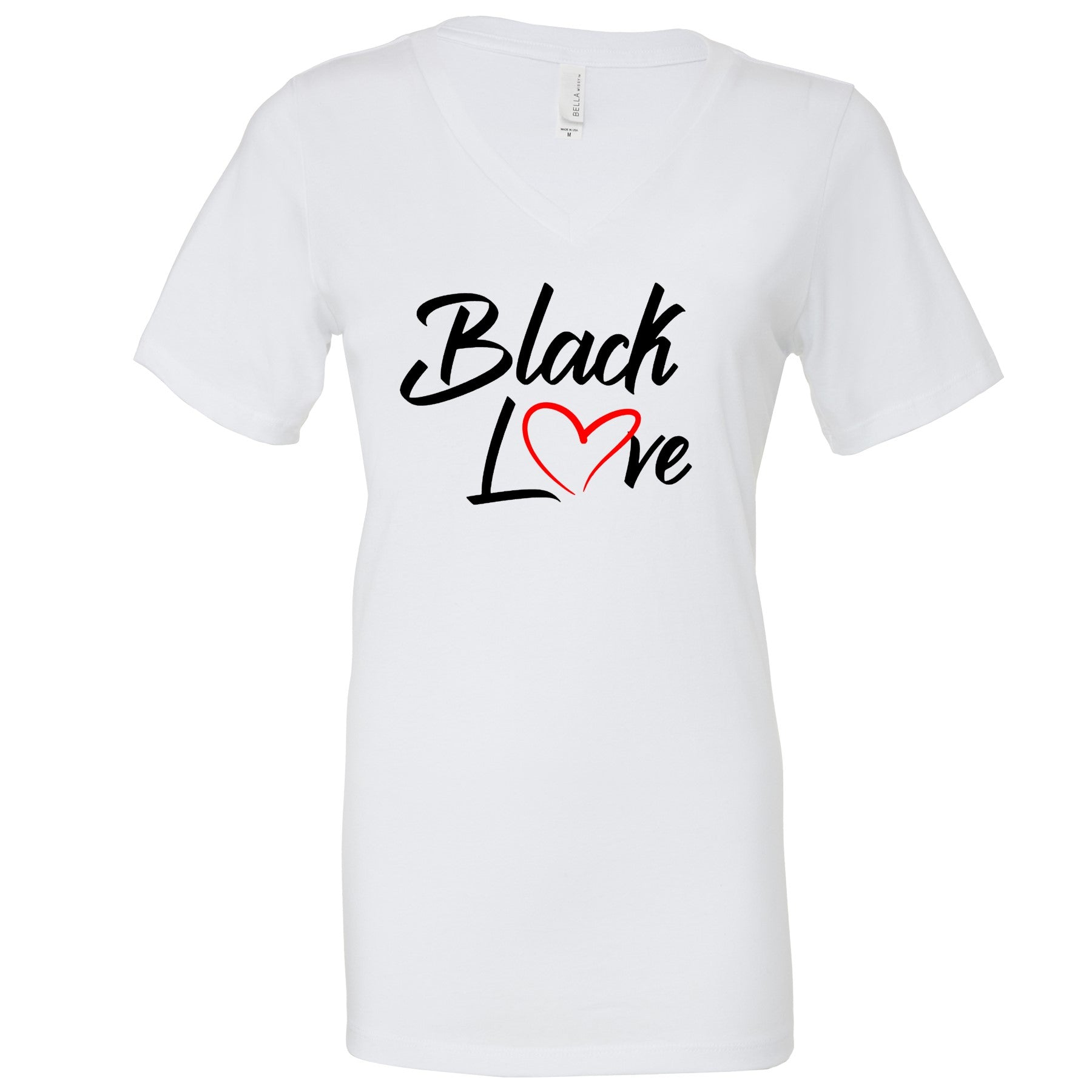 Black Love T-Shirts Profyle District Ladies Small White