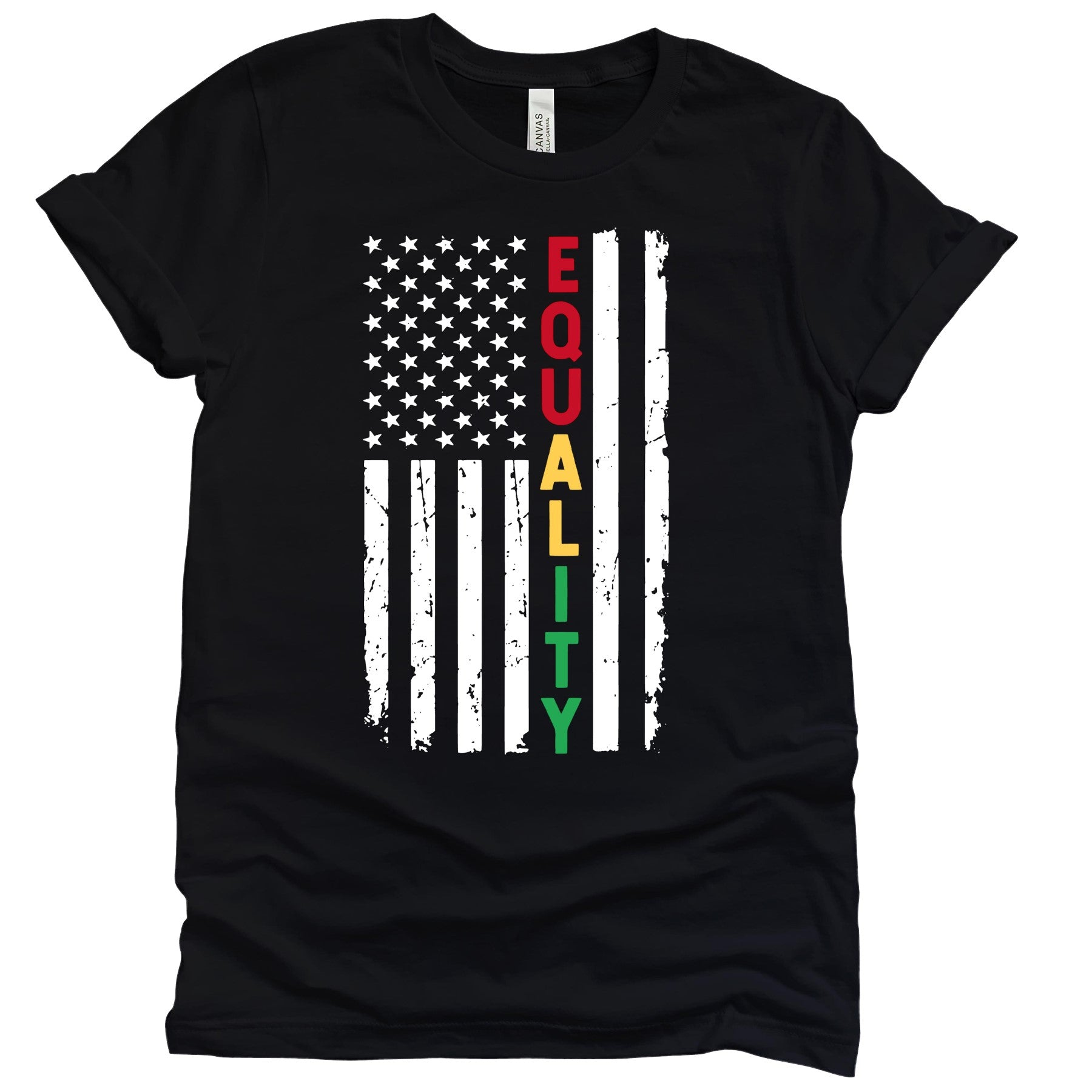 Equality Flag T-Shirts Profyle District Unisex Small Black