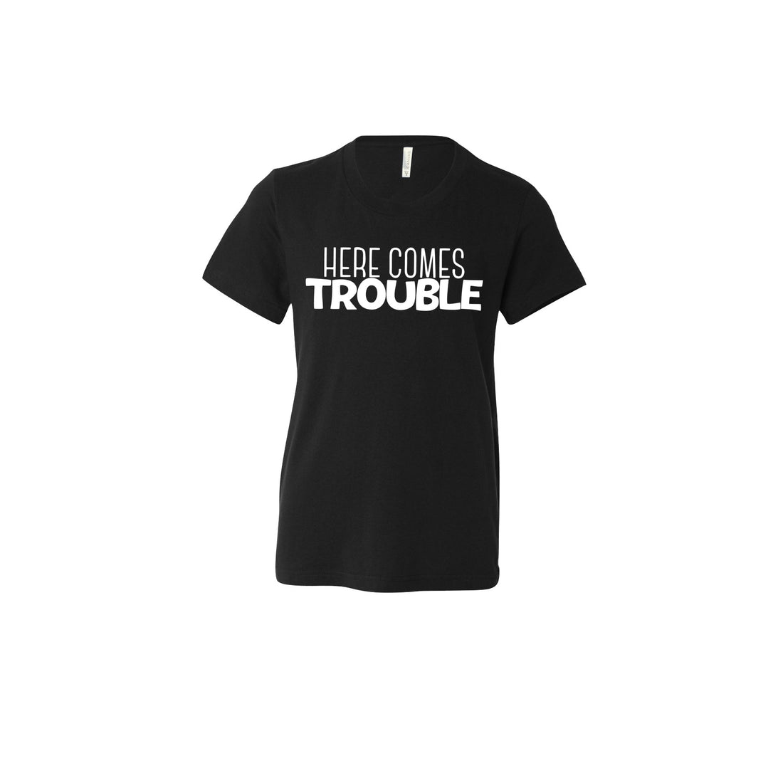 Here Comes Trouble (Youth) Youth T-Shirts Profyle District Youth Small Black