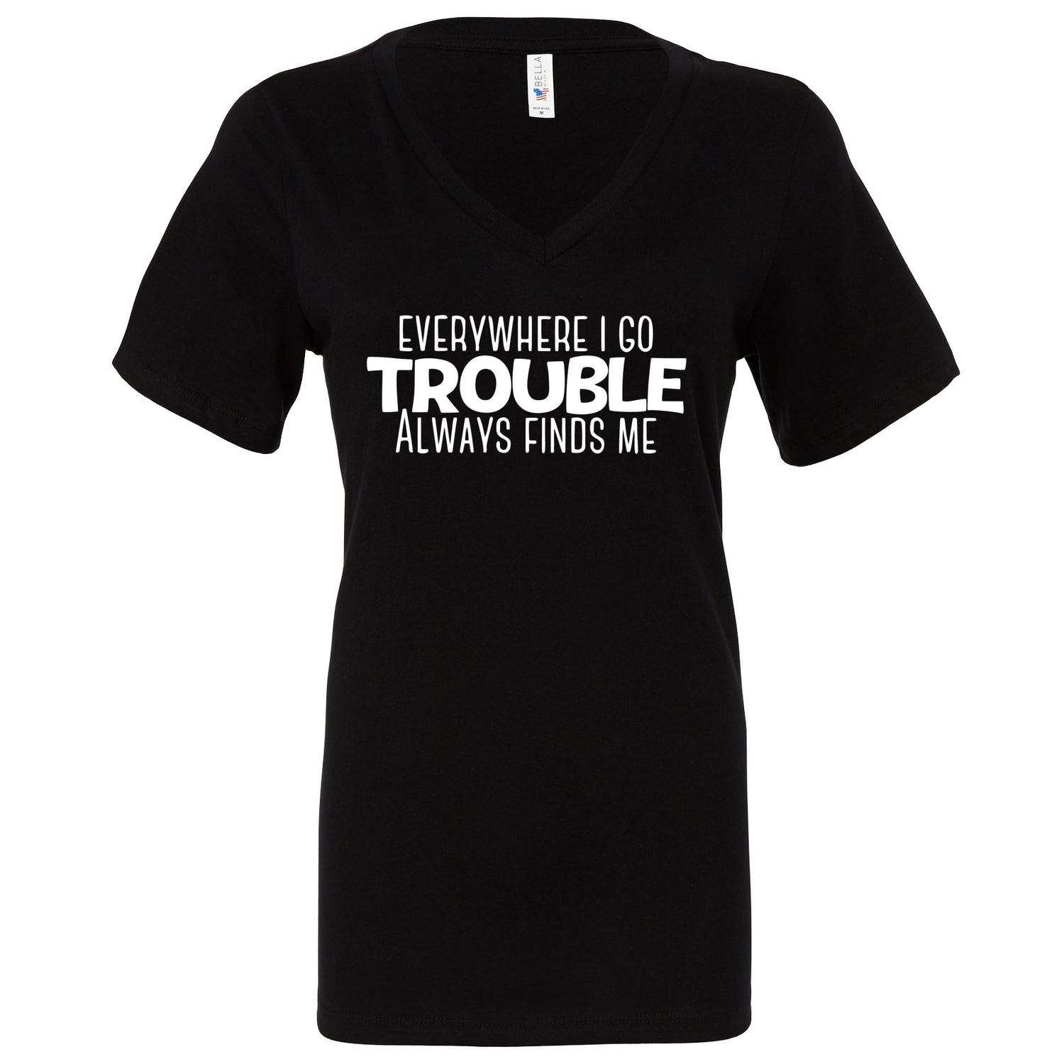 Here Comes Trouble T-Shirts Profyle District Ladies Small Black