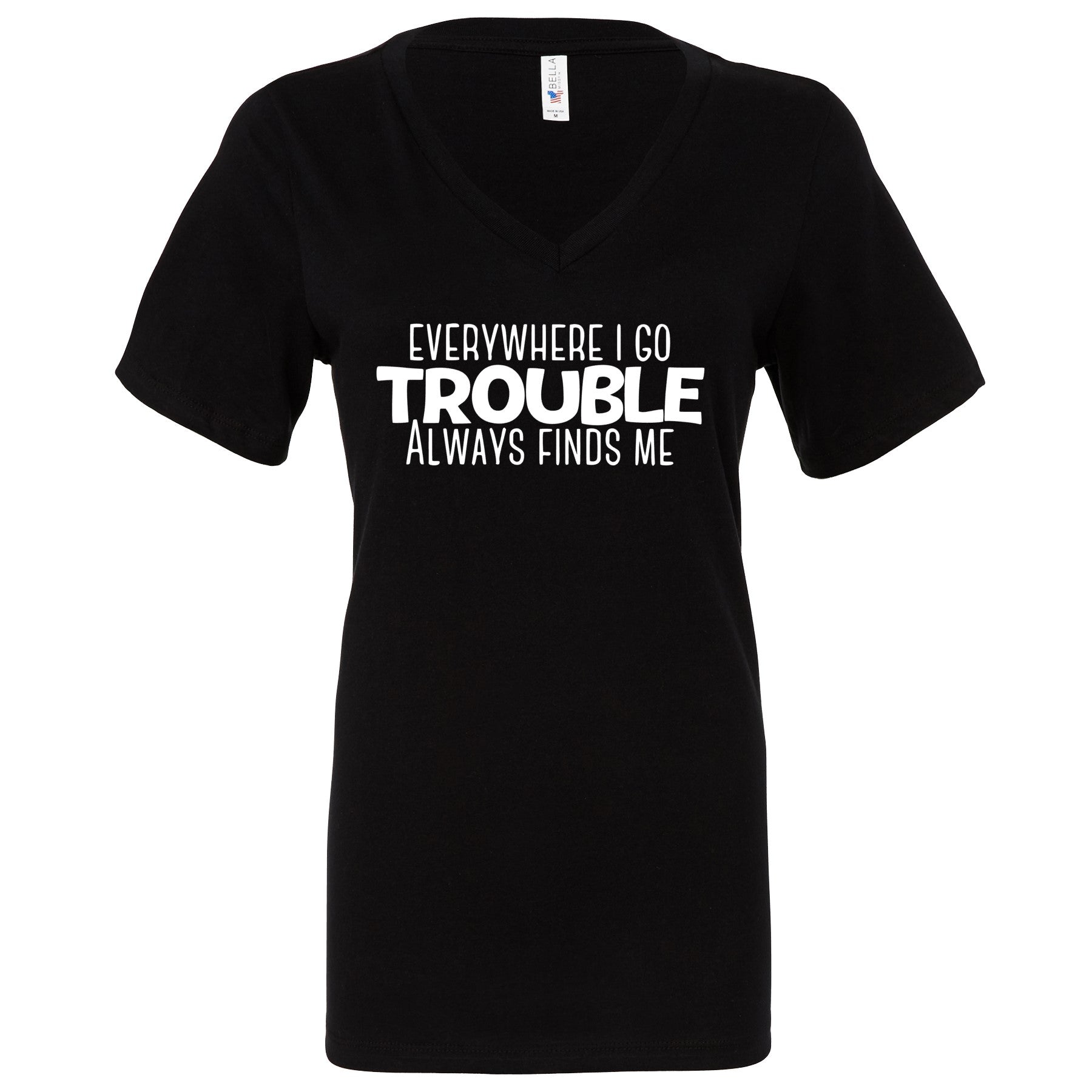 Here Comes Trouble T-Shirts Profyle District Ladies Small Black