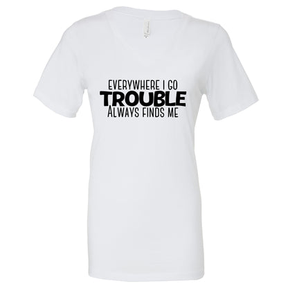 Here Comes Trouble T-Shirts Profyle District Ladies Small White